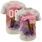 Maglia da baseball Jazz rosa internazionale, autentica, personalizzata, con design 3D, modello Cream City International. Maglia da baseball Jazz rosa internazionale, autentica, personalizzata, con design 3D, modello Cream City International.