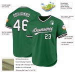 Maglia da baseball Kelly personalizzata, autentica, stile retrò, bianca e nera, verde Maglia da baseball Kelly personalizzata, autentica, stile retrò, bianca e nera, verde