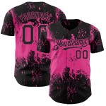 Maglia da baseball personalizzata in 3D, autentica, con motivo grunge, design nero, arte, schizzi rosa e astratti. Maglia da baseball personalizzata in 3D, autentica, con motivo grunge, design nero, arte, schizzi rosa e astratti.