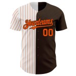 Maglia da baseball personalizzata bianca e arancione, autentica, alla moda, a righe marroni Maglia da baseball personalizzata bianca e arancione, autentica, alla moda, a righe marroni