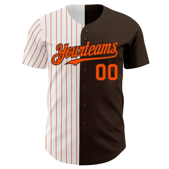 Maglia da baseball personalizzata bianca e arancione, autentica, alla moda, a righe marroni Maglia da baseball personalizzata bianca e arancione, autentica, alla moda, a righe marroni
