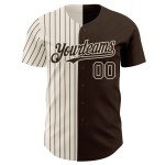 Maglia da baseball marrone crema personalizzata, autentica, a righe divise, alla moda Maglia da baseball marrone crema personalizzata, autentica, a righe divise, alla moda
