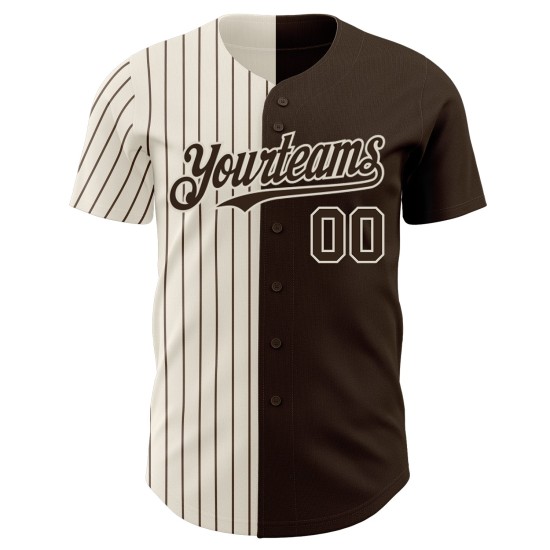 Maglia da baseball marrone crema personalizzata, autentica, a righe divise, alla moda Maglia da baseball marrone crema personalizzata, autentica, a righe divise, alla moda