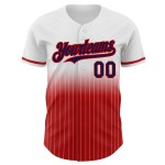 Maglia a righe autentica da baseball, sfumata, blu navy-rossa, moda, bianca, personalizzata Maglia a righe autentica da baseball, sfumata, blu navy-rossa, moda, bianca, personalizzata