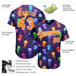 Maglia da baseball personalizzata con motivo a meduse, motivo colorato Bay, arancione-bianco, 3D, autentico cartone animato viola Maglia da baseball personalizzata con motivo a meduse, motivo colorato Bay, arancione-bianco, 3D, autentico cartone animato viola