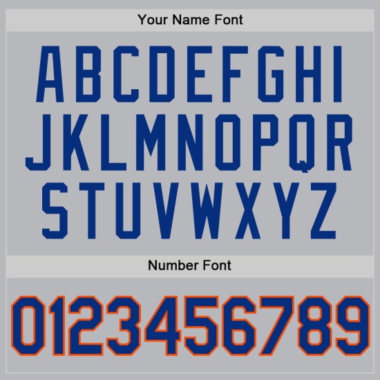 Maglia da baseball autentica retrò grigia blu-arancio personalizzata Maglia da baseball autentica retrò grigia blu-arancio personalizzata