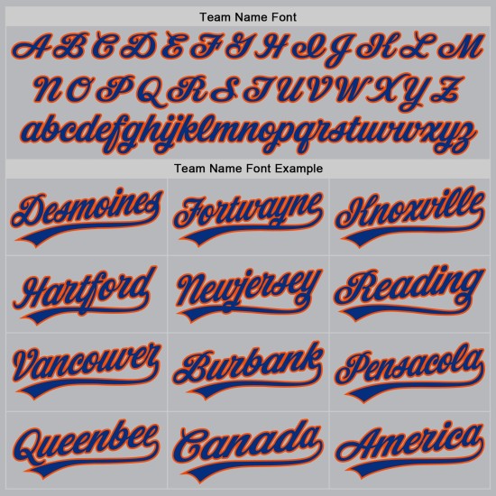 Maglia da baseball autentica retrò grigia blu-arancio personalizzata Maglia da baseball autentica retrò grigia blu-arancio personalizzata