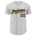 Maglia da baseball personalizzata nera autentica a righe oro antico bianco Maglia da baseball personalizzata nera autentica a righe oro antico bianco