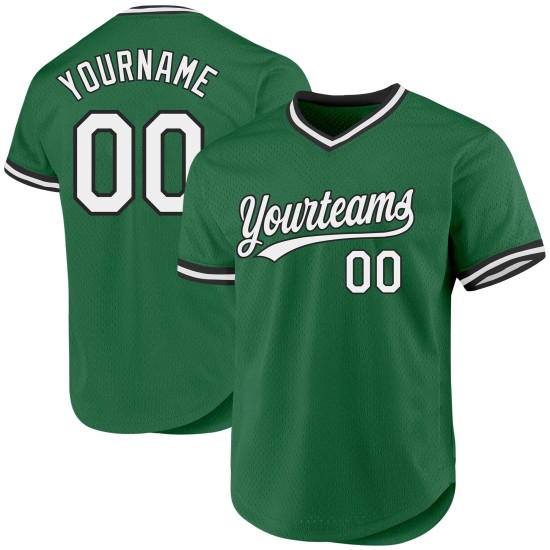 Maglia da baseball Kelly personalizzata, autentica, stile retrò, bianca e nera, verde Maglia da baseball Kelly personalizzata, autentica, stile retrò, bianca e nera, verde