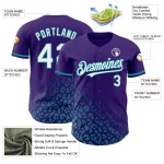 Maglia da baseball bianca e verde acqua, motivo leopardato, stampa 3D personalizzata, stile vintage, sfumatura viola Maglia da baseball bianca e verde acqua, motivo leopardato, stampa 3D personalizzata, stile vintage, sfumatura viola