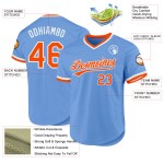 Maglia personalizzata blu autentica da baseball retrò arancione chiaro-bianca Maglia personalizzata blu autentica da baseball retrò arancione chiaro-bianca
