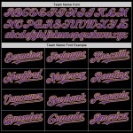 Maglia da baseball con maniche personalizzate, autentica, nera e viola, con 3 colori, modello Gold Shapes Maglia da baseball con maniche personalizzate, autentica, nera e viola, con 3 colori, modello Gold Shapes