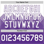 Maglia da baseball 3D autentica con motivo a gradiente personalizzato bianco, viola, quadrata Maglia da baseball 3D autentica con motivo a gradiente personalizzato bianco, viola, quadrata