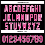 Maglia da baseball curva rosa-bianca con motivo personalizzato autentico 3D nero solido Maglia da baseball curva rosa-bianca con motivo personalizzato autentico 3D nero solido