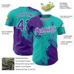 Baseball Aqua Autentico Motivo Tratto 3D Maglia Personalizzata Design Pennello Viola-Bianco Astratto Baseball Aqua Autentico Motivo Tratto 3D Maglia Personalizzata Design Pennello Viola-Bianco Astratto