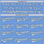 Maglia da baseball bianca-blu chiaro personalizzata, retrò, autentica Maglia da baseball bianca-blu chiaro personalizzata, retrò, autentica