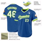 Maglia da baseball vintage autentica, bianca e blu neon, personalizzata, verde Maglia da baseball vintage autentica, bianca e blu neon, personalizzata, verde