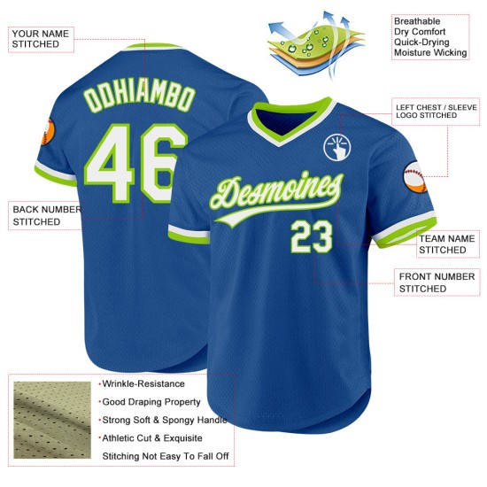 Maglia da baseball vintage autentica, bianca e blu neon, personalizzata, verde Maglia da baseball vintage autentica, bianca e blu neon, personalizzata, verde