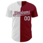 Maglia da baseball Crimson Pinstripe Fashion personalizzata, divisa bianco-grigio, autentica Maglia da baseball Crimson Pinstripe Fashion personalizzata, divisa bianco-grigio, autentica