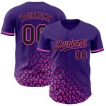 Maglia da baseball 3D con stampa autentica, modello sfumato viola, leopardata, personalizzata, moda, nero-rosa Maglia da baseball 3D con stampa autentica, modello sfumato viola, leopardata, personalizzata, moda, nero-rosa