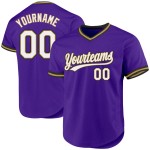 Maglia da baseball vintage personalizzata, viola, autentica, oro e nero Maglia da baseball vintage personalizzata, viola, autentica, oro e nero