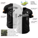 Maglia da baseball a righe bianche e nere personalizzata, autentica e alla moda, nera Maglia da baseball a righe bianche e nere personalizzata, autentica e alla moda, nera