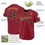 Maglia da baseball autentica nera antica personalizzata Gold Throwback Maroon Maglia da baseball autentica nera antica personalizzata Gold Throwback Maroon