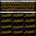 Maglia da baseball personalizzata nera autentica senza maniche color oro Maglia da baseball personalizzata nera autentica senza maniche color oro