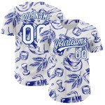 Maglia da baseball Day Royal International bianca con motivo autentico color caffè, design personalizzato 3D Maglia da baseball Day Royal International bianca con motivo autentico color caffè, design personalizzato 3D