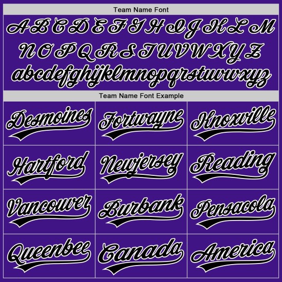 Maglia da baseball personalizzata viola autentica, stile retrò, nera e bianca Maglia da baseball personalizzata viola autentica, stile retrò, nera e bianca