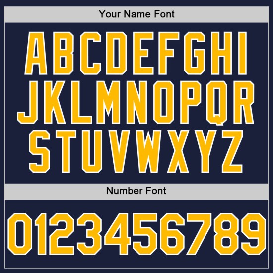 Maglia da baseball personalizzata oro-bianca, blu navy, autentica Maglia da baseball personalizzata oro-bianca, blu navy, autentica