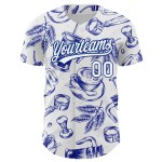 Maglia da baseball Day Royal International bianca con motivo autentico color caffè, design personalizzato 3D Maglia da baseball Day Royal International bianca con motivo autentico color caffè, design personalizzato 3D
