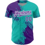 Baseball Aqua Autentico Motivo Tratto 3D Maglia Personalizzata Design Pennello Viola-Bianco Astratto Baseball Aqua Autentico Motivo Tratto 3D Maglia Personalizzata Design Pennello Viola-Bianco Astratto