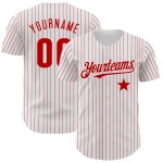Maglia da baseball personalizzata Red Star Red Pinstripe Autentica Bianca Maglia da baseball personalizzata Red Star Red Pinstripe Autentica Bianca