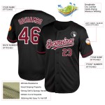 Maglia da baseball personalizzata nera, autentica, stile retrò, in cremisi e bianco Maglia da baseball personalizzata nera, autentica, stile retrò, in cremisi e bianco