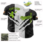 Maglia da baseball con motivo 3D, autentica, verde-nera, graffiti, graffio, neon, personalizzata Maglia da baseball con motivo 3D, autentica, verde-nera, graffiti, graffio, neon, personalizzata