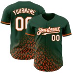 Maglia da baseball con stampa 3D personalizzata leopardata, motivo verde, bianco e arancione, con design sbiadito autentico Maglia da baseball con stampa 3D personalizzata leopardata, motivo verde, bianco e arancione, con design sbiadito autentico