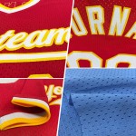 Maglia da baseball bianca-blu chiaro personalizzata, retrò, autentica Maglia da baseball bianca-blu chiaro personalizzata, retrò, autentica