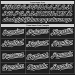 Maglia da baseball a righe bianche e nere personalizzata, autentica e alla moda, nera Maglia da baseball a righe bianche e nere personalizzata, autentica e alla moda, nera
