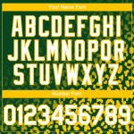 Maglia da baseball Kelly con stampa personalizzata leopardata, modello 3D verde, design bianco-giallo Maglia da baseball Kelly con stampa personalizzata leopardata, modello 3D verde, design bianco-giallo