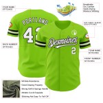 Maglia da baseball personalizzata verde neon autentica bianco-nera Maglia da baseball personalizzata verde neon autentica bianco-nera