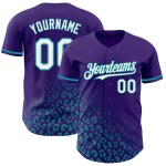 Maglia da baseball bianca e verde acqua, motivo leopardato, stampa 3D personalizzata, stile vintage, sfumatura viola Maglia da baseball bianca e verde acqua, motivo leopardato, stampa 3D personalizzata, stile vintage, sfumatura viola