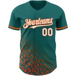 Maglia da baseball con stampa autentica 3D Fade Design personalizzata leopardata bianco-arancione Maglia da baseball con stampa autentica 3D Fade Design personalizzata leopardata bianco-arancione