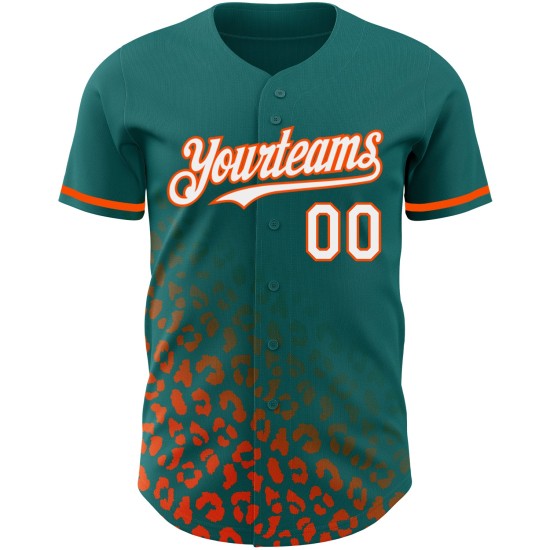 Maglia da baseball con stampa autentica 3D Fade Design personalizzata leopardata bianco-arancione Maglia da baseball con stampa autentica 3D Fade Design personalizzata leopardata bianco-arancione