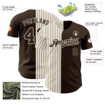 Maglia da baseball marrone crema personalizzata, autentica, a righe divise, alla moda Maglia da baseball marrone crema personalizzata, autentica, a righe divise, alla moda
