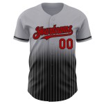 Maglia da baseball Fade Pinstripe Fashion personalizzata autentica grigia rossa e nera Maglia da baseball Fade Pinstripe Fashion personalizzata autentica grigia rossa e nera