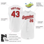 Maglia da baseball bianca autentica rossa e nera personalizzata senza maniche Maglia da baseball bianca autentica rossa e nera personalizzata senza maniche