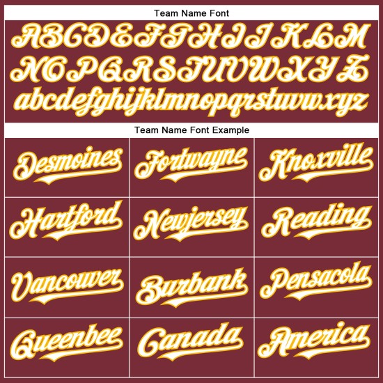 Maglia da baseball personalizzata autentica bordeaux, bianca e oro Maglia da baseball personalizzata autentica bordeaux, bianca e oro