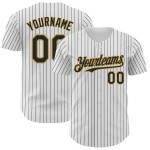 Maglia da baseball personalizzata nera autentica a righe oro antico bianco Maglia da baseball personalizzata nera autentica a righe oro antico bianco