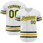 Maglia da baseball autentica personalizzata verde-oro con linea bianca Maglia da baseball autentica personalizzata verde-oro con linea bianca